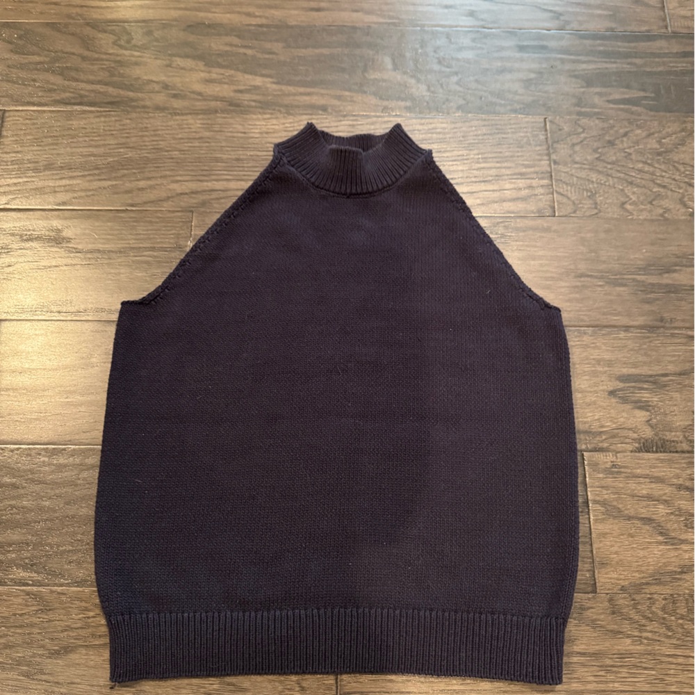 Ann Taylor  Blue Sleeveless Mock Neck Sweater Top Size medium